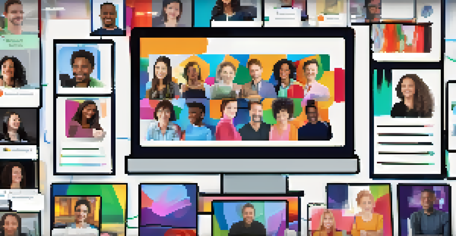 A computer screen displaying an active online learning community discussion with colorful profile pictures and chat comments.