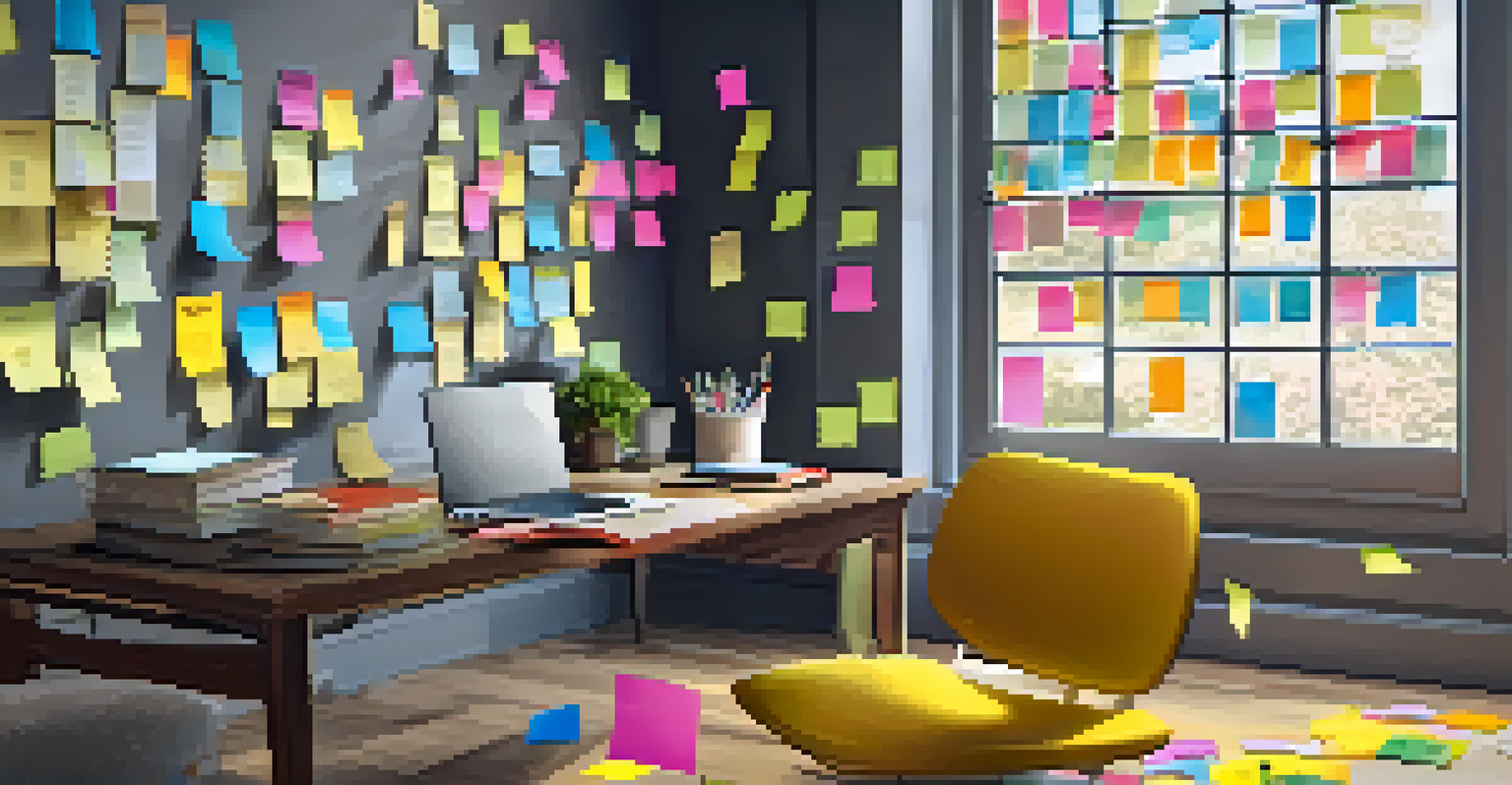 A colorful calendar with sticky notes indicating tasks for work and study, set in a cozy room.