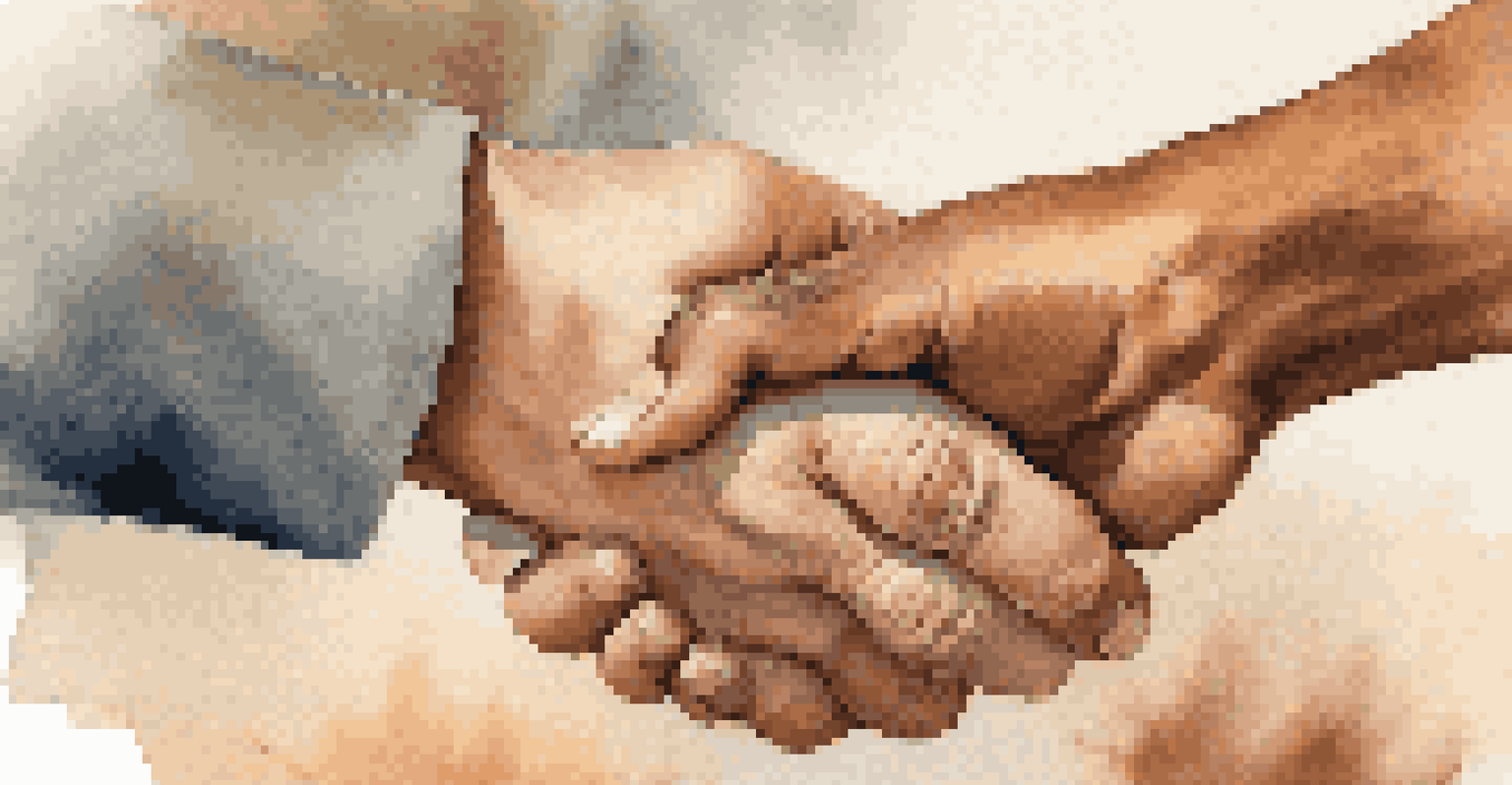 A close-up image of an older hand shaking a younger hand, symbolizing mentorship.