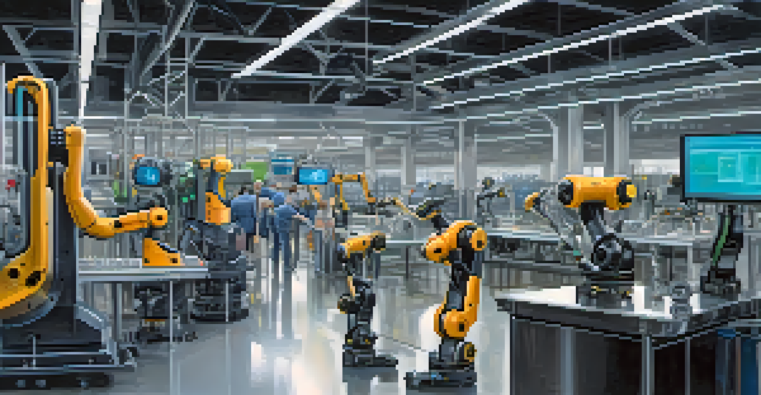 A collaborative robot assisting a human worker in a bright manufacturing setting.