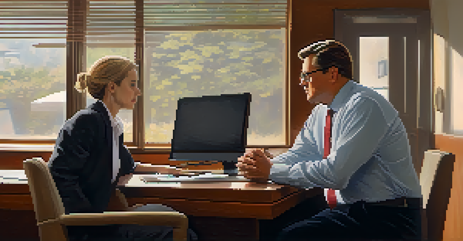 A close-up of a manager and a team member having a heartfelt conversation in a cozy office corner, showcasing emotional connection.