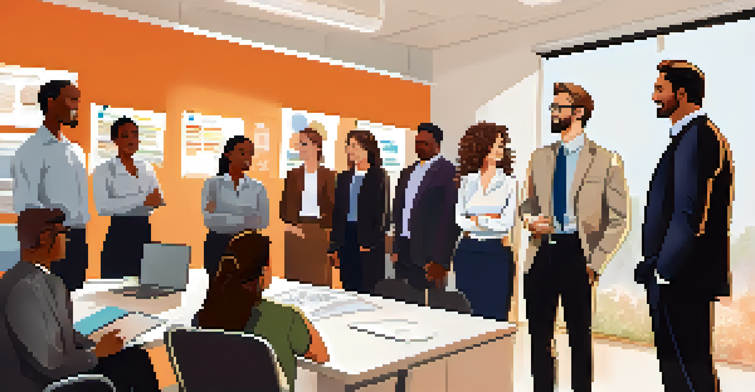 An office leader inspiring their team with confidence and positivity, surrounded by a bright and supportive office environment.