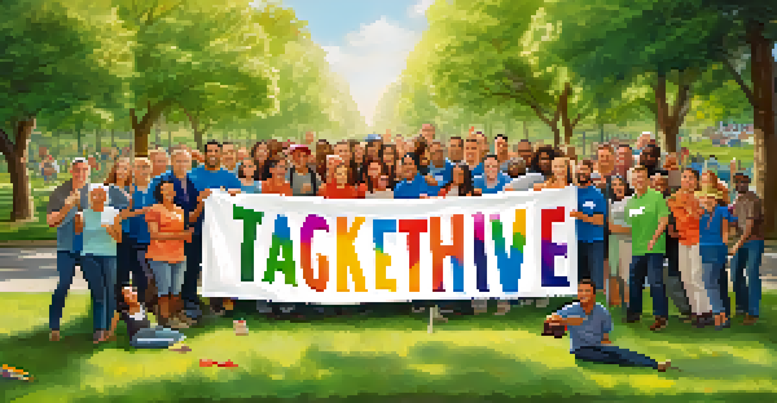 A team-building activity outdoors with diverse employees participating in a collaborative exercise.