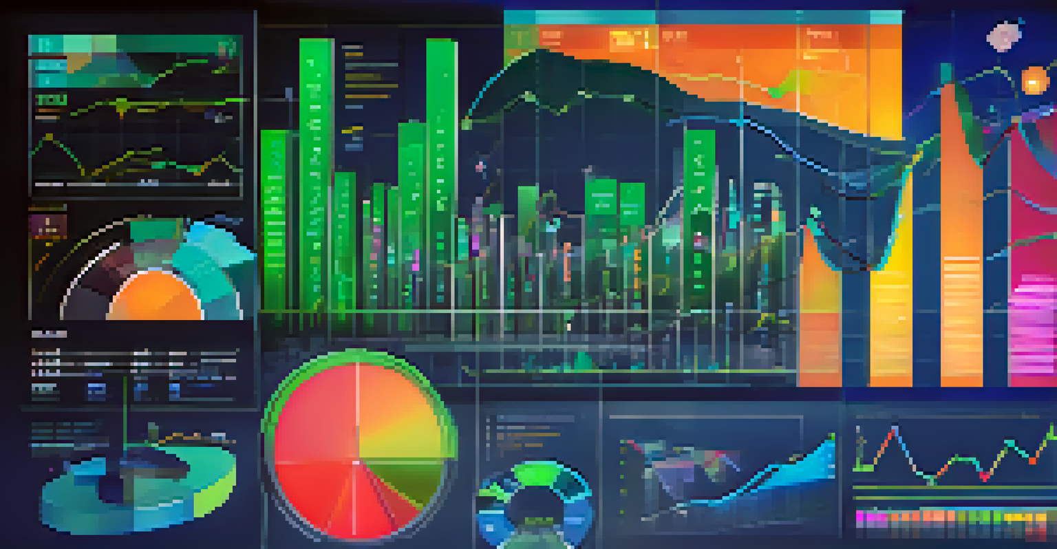A colorful digital interface displaying graphs and investment icons representing automated investing.