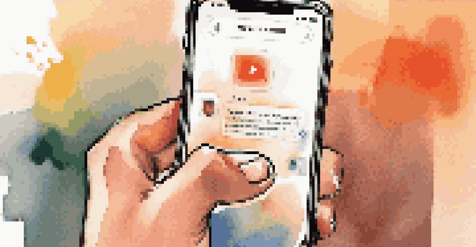 A person holding a smartphone, deeply engaged in scrolling social media, with a blurred background.