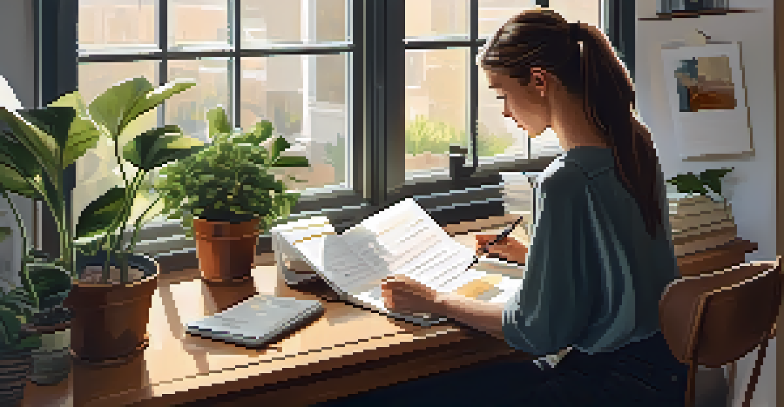 A close-up of a person writing in a planner on a tidy desk with a laptop and coffee cup, emphasizing time management.