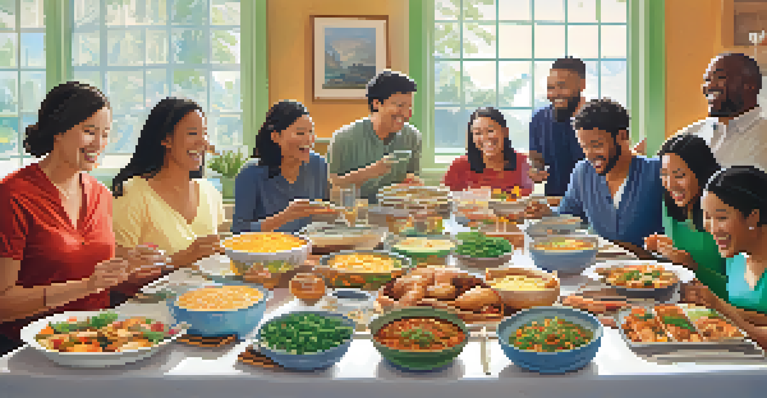 Employees sharing cultural dishes during a potluck lunch, creating a sense of community and connection.