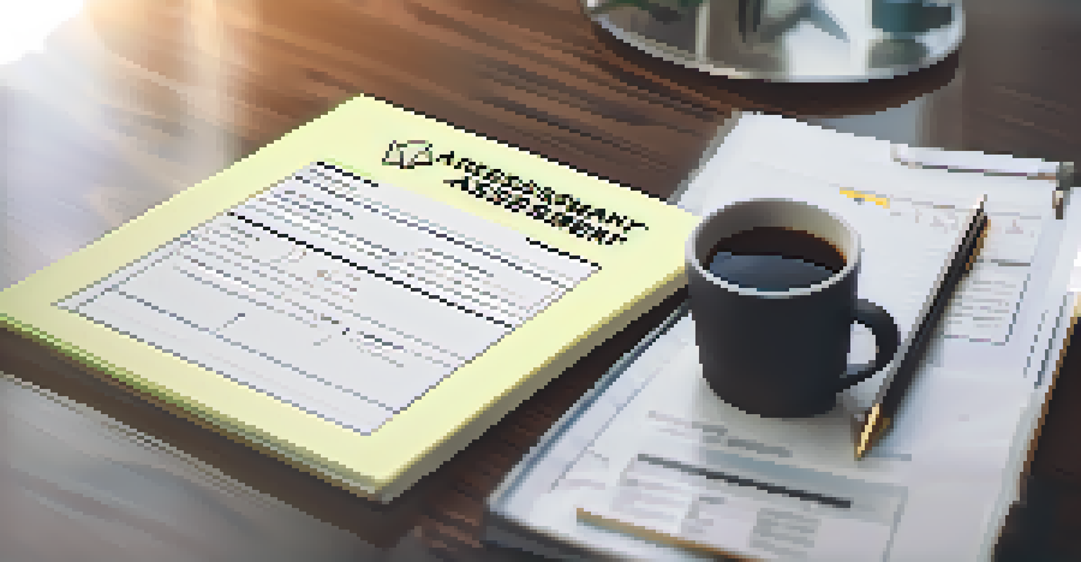A detailed view of a career assessment report on a desk, next to a coffee cup and notepad, with a blurred office background.