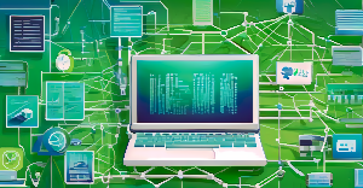 An abstract illustration of the gig economy with digital icons representing various freelance jobs interconnected.