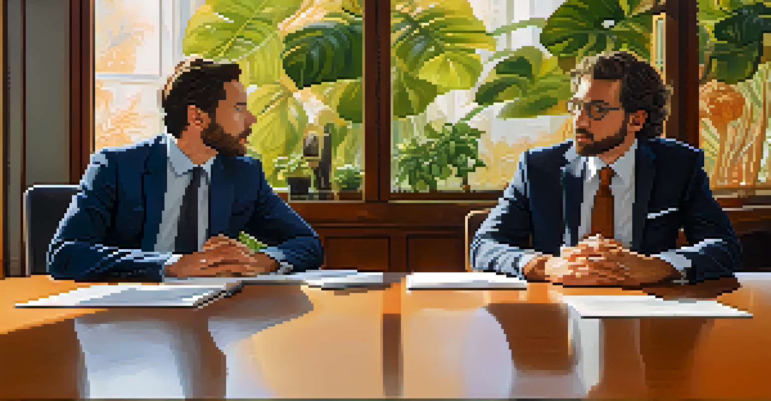 Two colleagues having a constructive conversation at a conference table, showing engagement and understanding.
