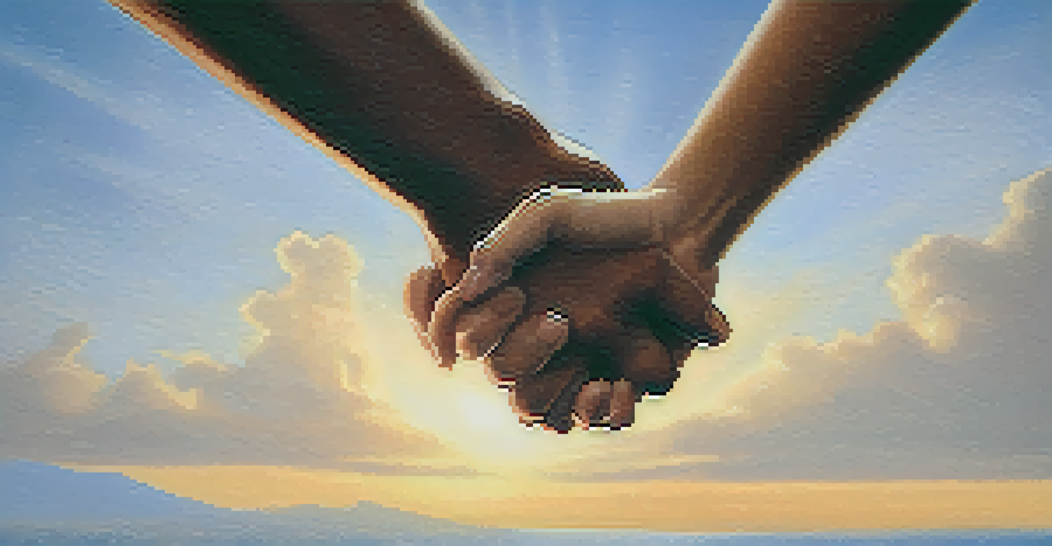 Two hands reaching out towards each other, symbolizing connection and empathy.