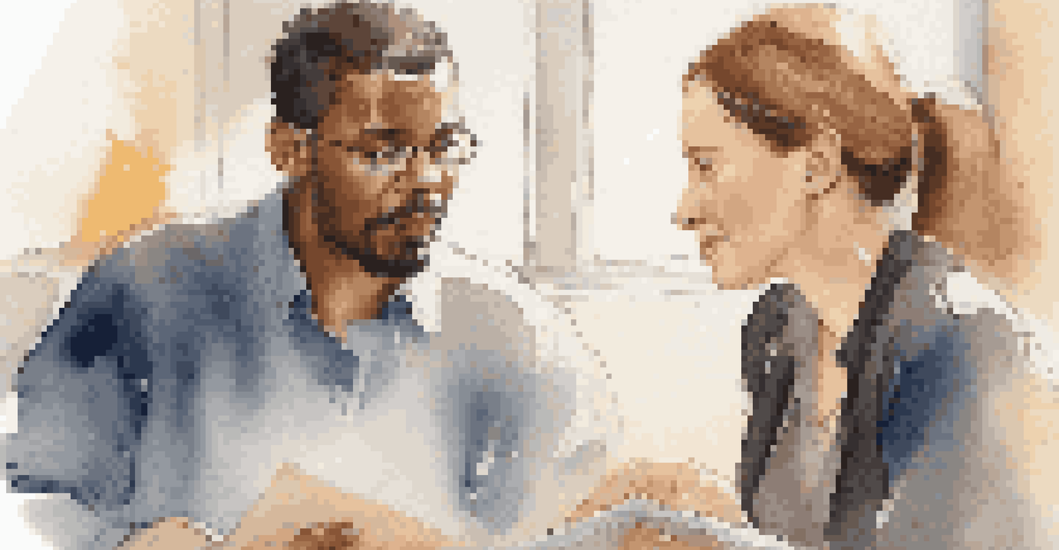 A close-up of two colleagues demonstrating active listening and respectful communication during a conversation.