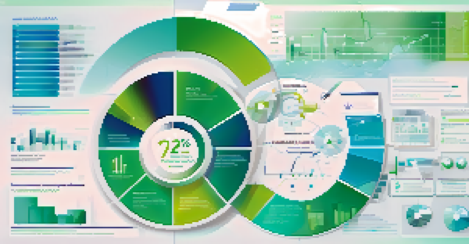 An infographic showcasing healthcare data analytics with charts, graphs, and technology icons in a blue and green gradient background.