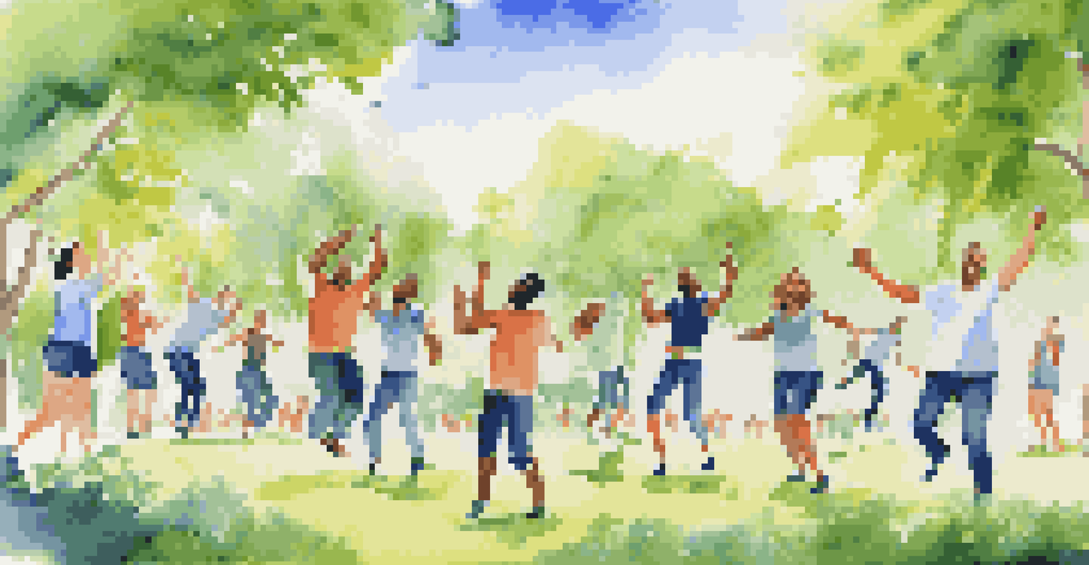 Employees engaged in team-building activities outdoors, showcasing camaraderie and a positive work environment.