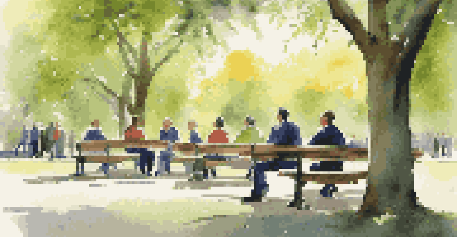 A leader holding a meeting outdoors with team members in a park, showcasing a flexible work environment.