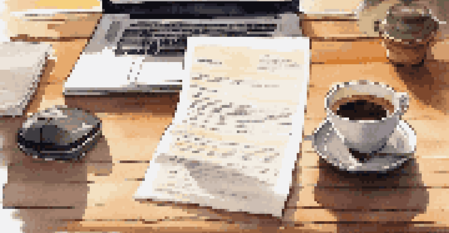 A close-up of a polished resume and handwritten cover letter on a desk, with a cup of coffee and a laptop, illuminated by soft morning light.