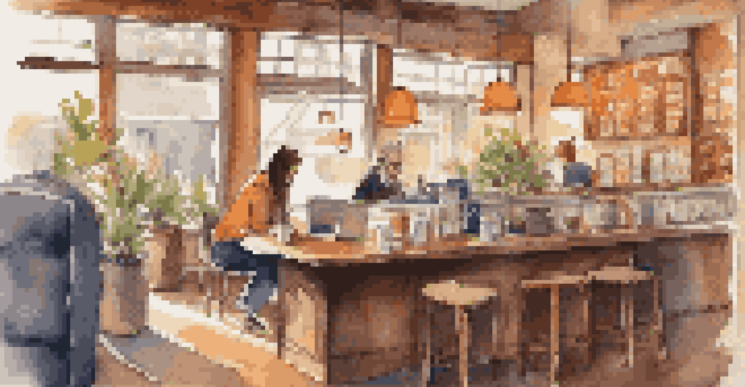 A person working on a laptop in a cozy coffee shop, surrounded by coffee drinks and pastries.