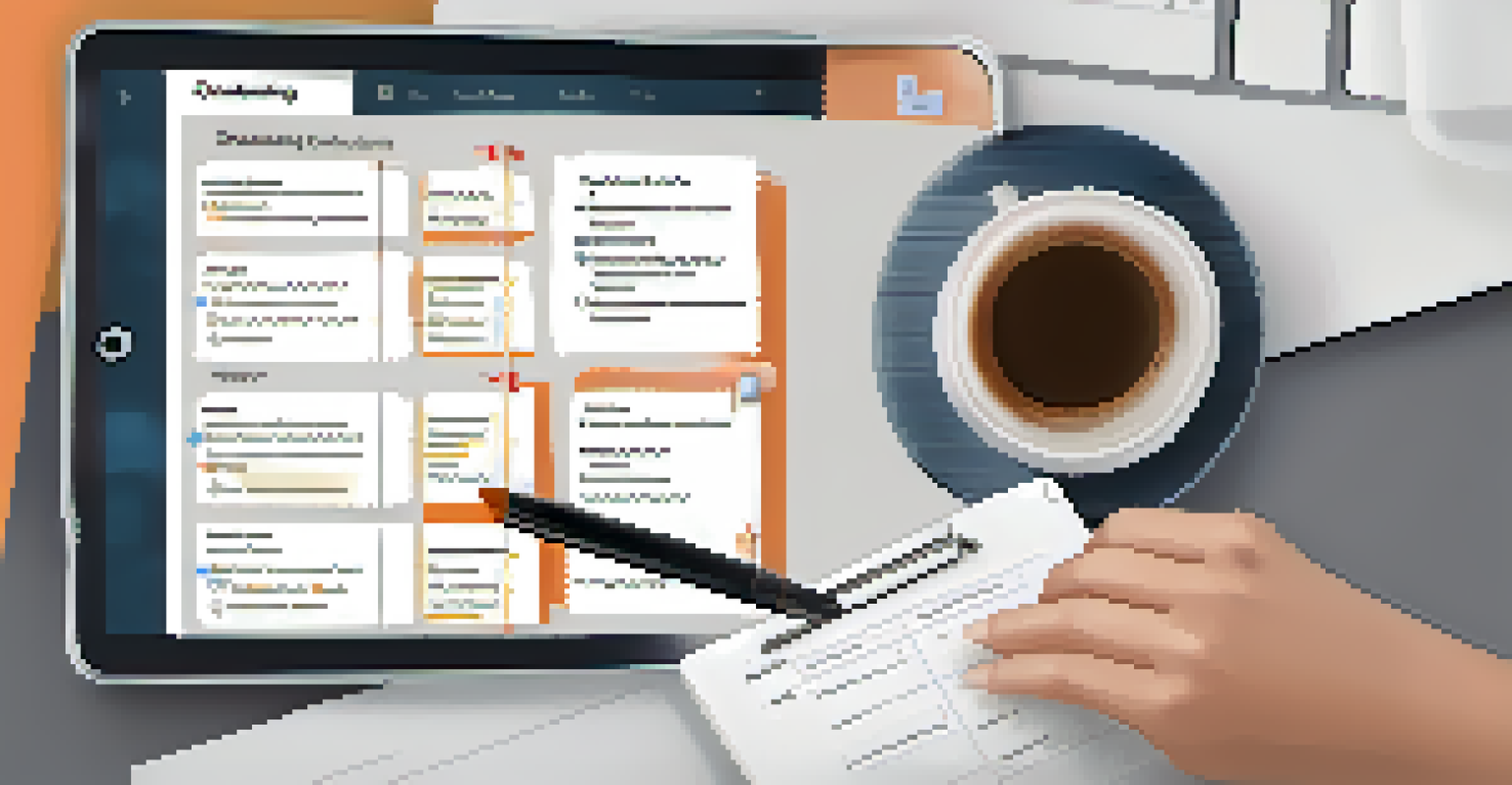 A tablet displaying an onboarding checklist with checkboxes in a modern workspace.
