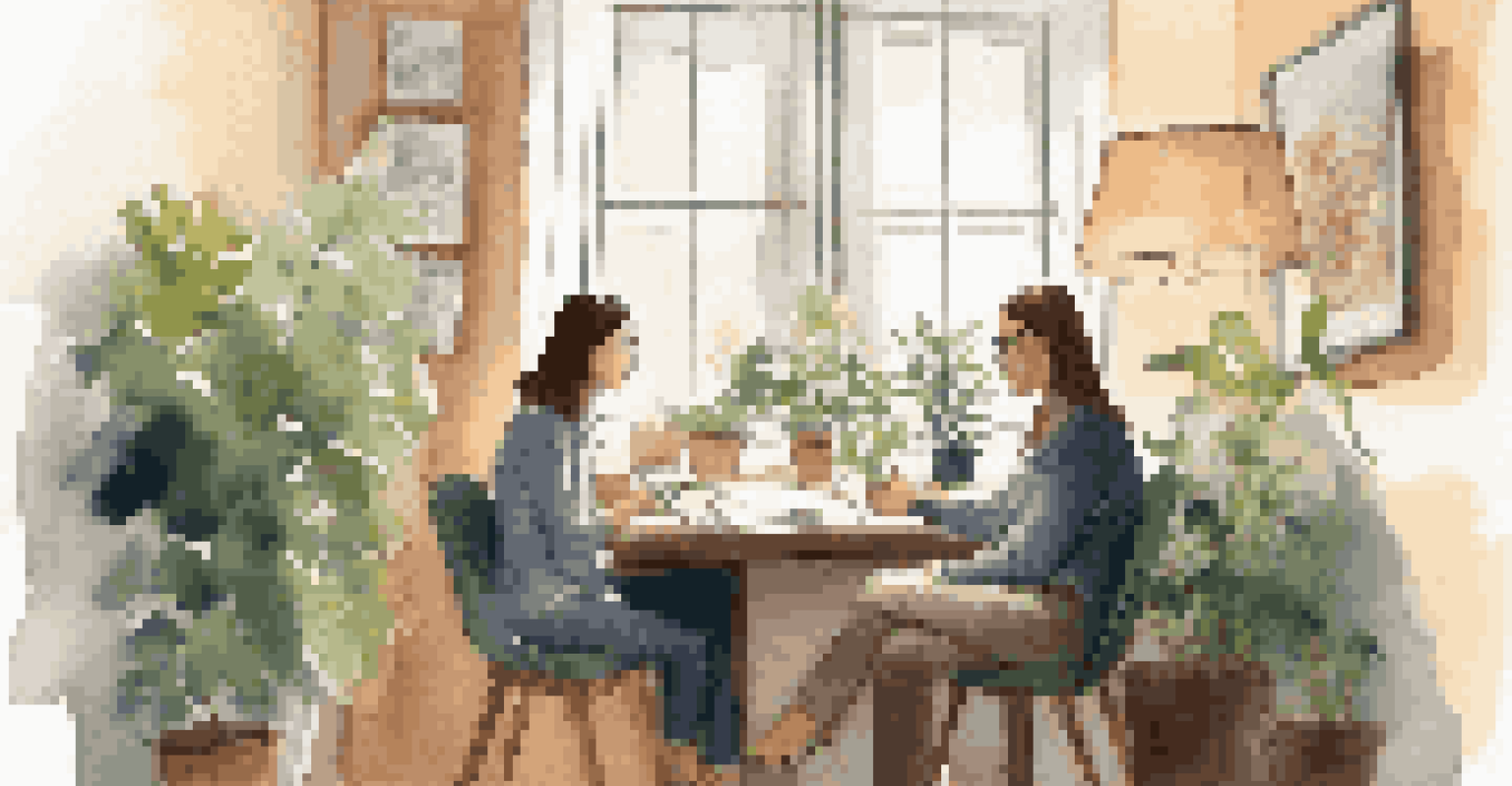Two colleagues engaged in a friendly feedback session in a cozy office corner.