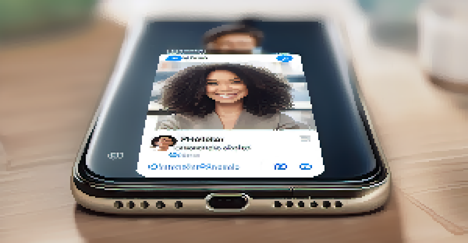 Close-up of a smartphone displaying a well-optimized LinkedIn profile with a professional photo and engaging bio.