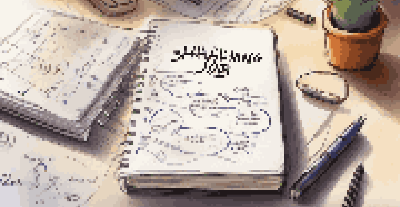 A notebook with handwritten notes and a pen, set in an office background, capturing the essence of job shadowing.