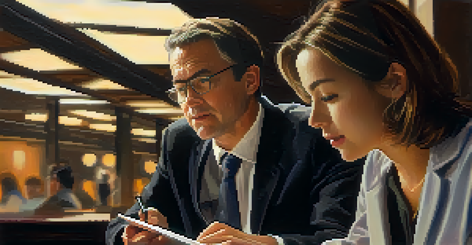Two colleagues engaging in active listening during a conversation, with warm lighting and a focus on their interaction.