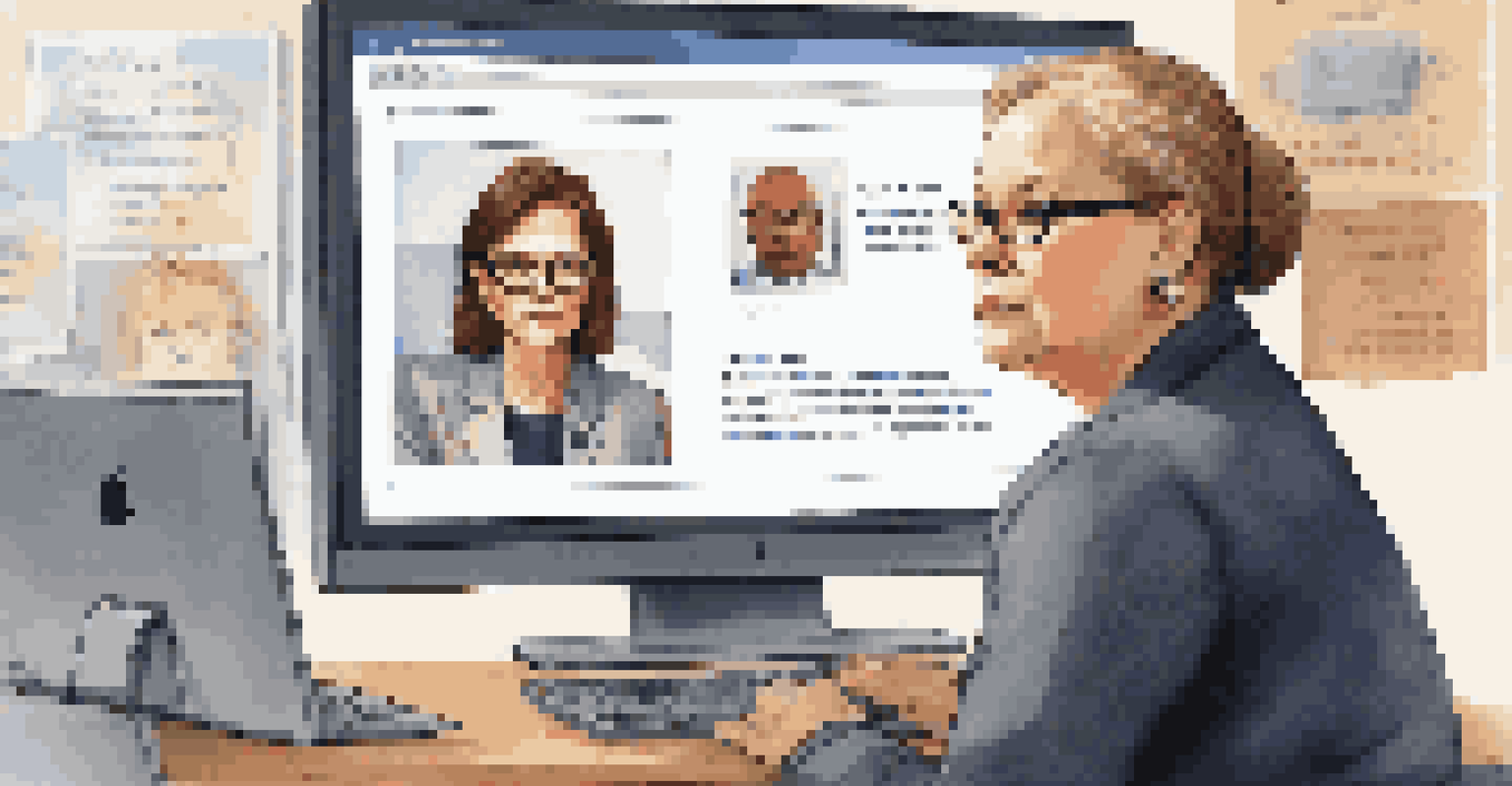 A middle-aged woman leading a virtual meeting, showing empathy and attentiveness to her team member.