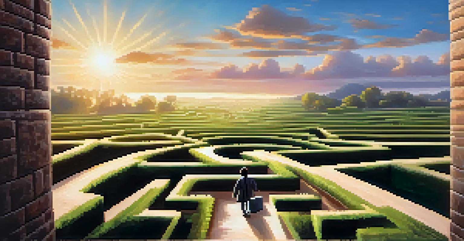 A mentor and mentee navigating a maze, representing the journey of career guidance and support.