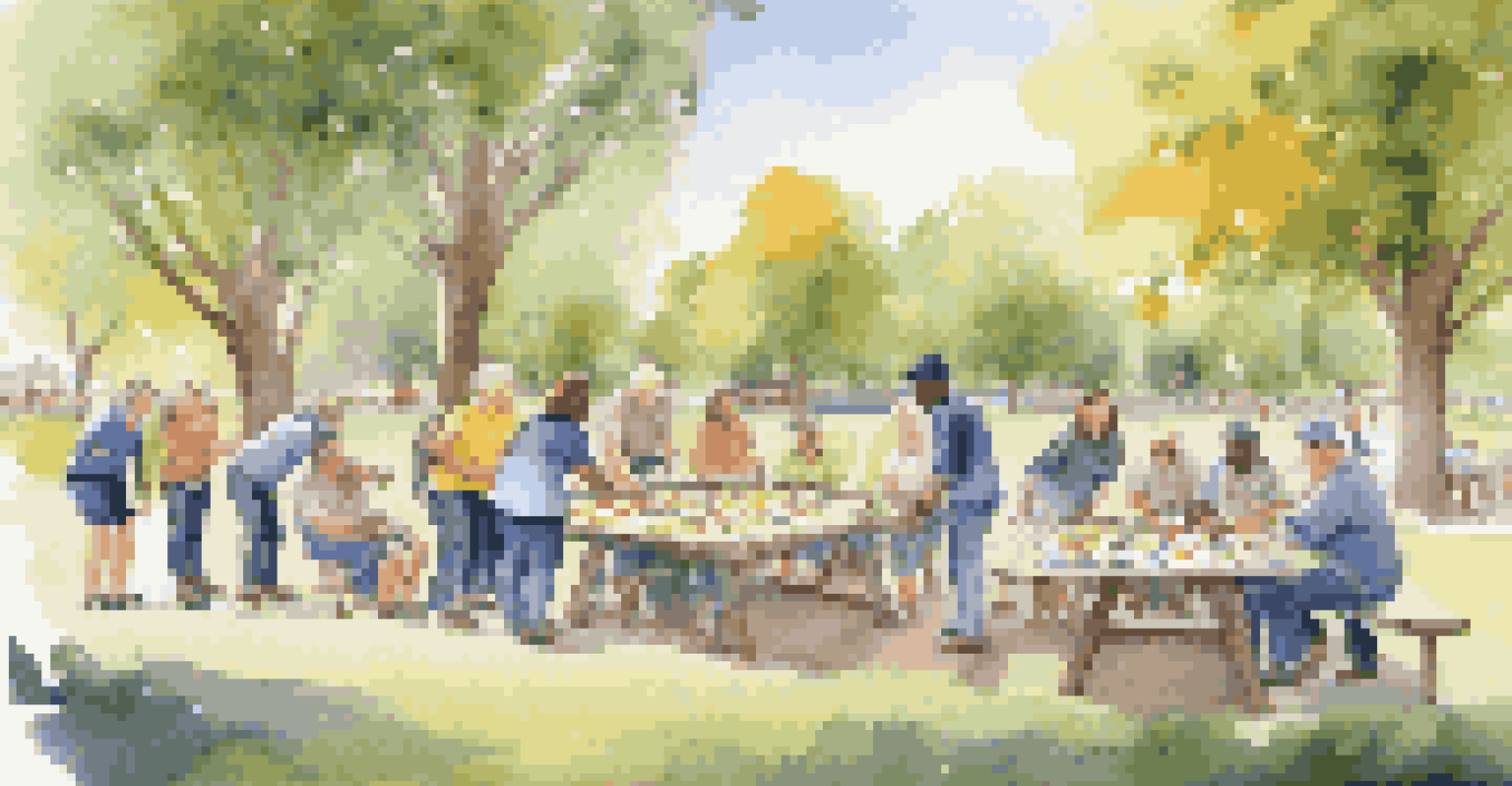 Employees of various generations participating in a team-building activity outdoors.