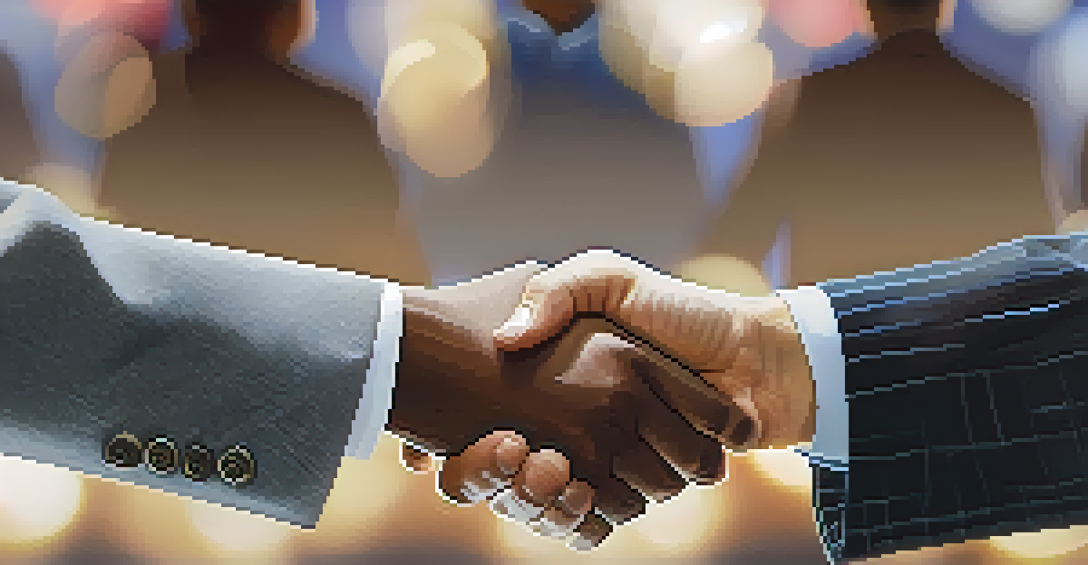 A close-up of two hands performing a traditional greeting at a networking event, highlighting cultural significance and expressions.