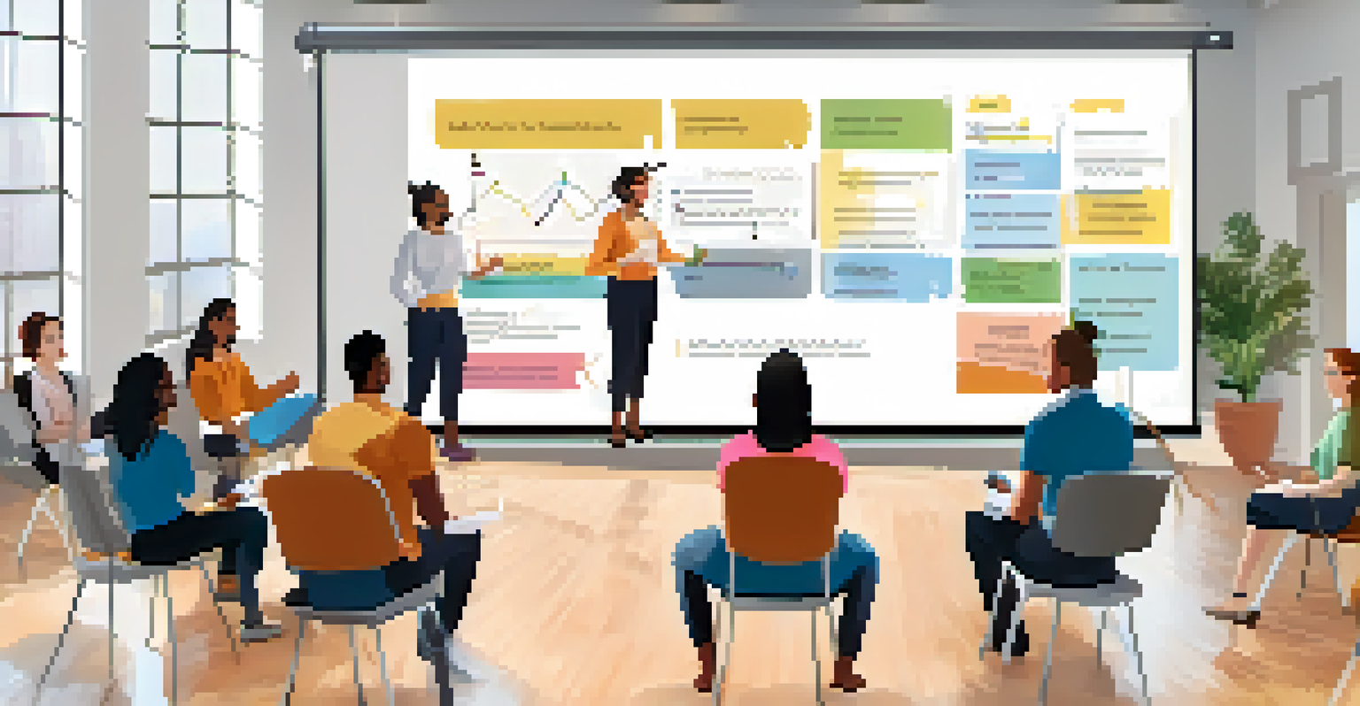 A group of diverse employees participating in a resilience training workshop, actively engaging with each other in a bright room.
