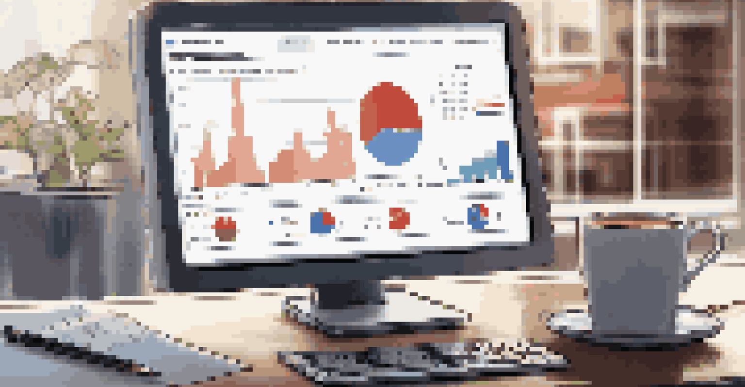 Close-up of a computer screen showing job market statistics and graphs in a cozy workspace.