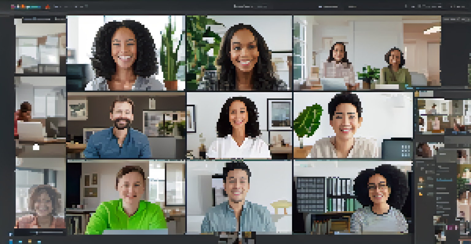 A virtual team meeting displayed on a computer screen with multiple participants.