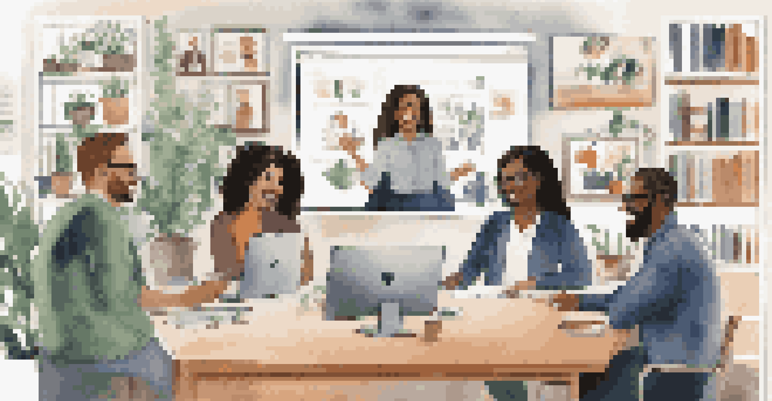 A diverse group of professionals participating in a virtual meeting from their home offices.