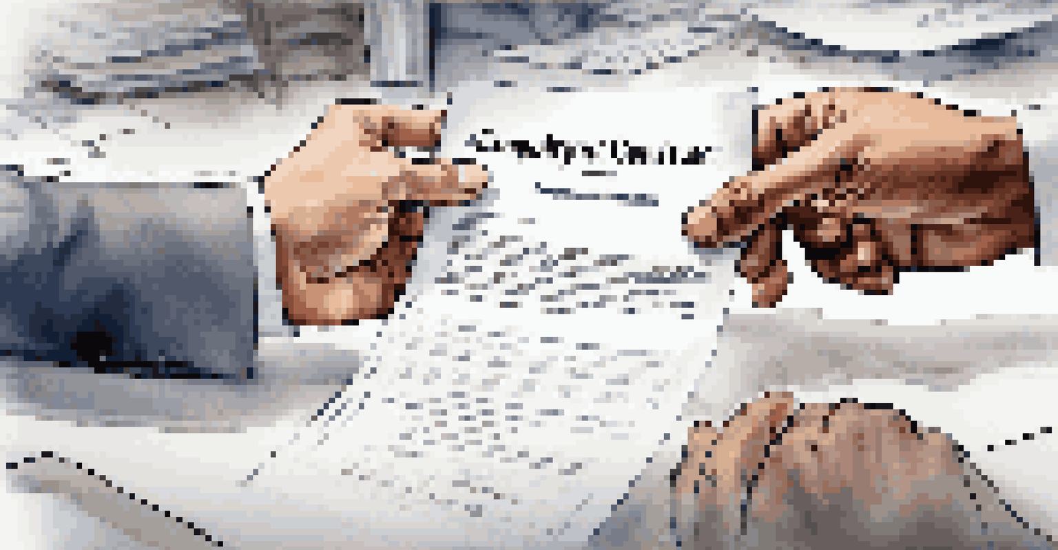 Close-up of hands shaking over a signed employment contract on a table with a blurred office background.