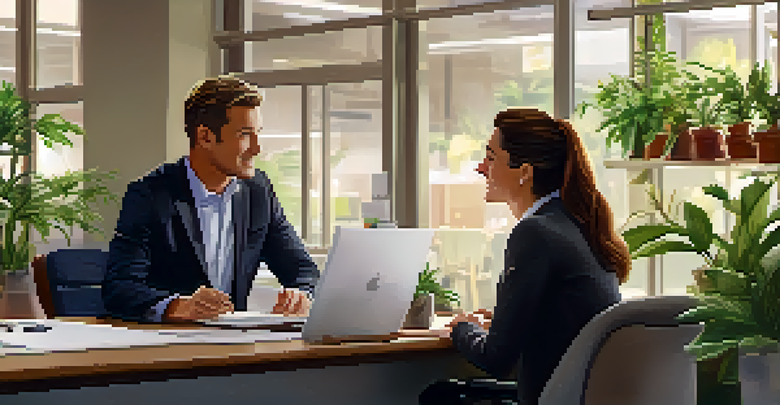 A manager and an employee having an empathetic conversation in a cozy workspace, demonstrating emotional support.