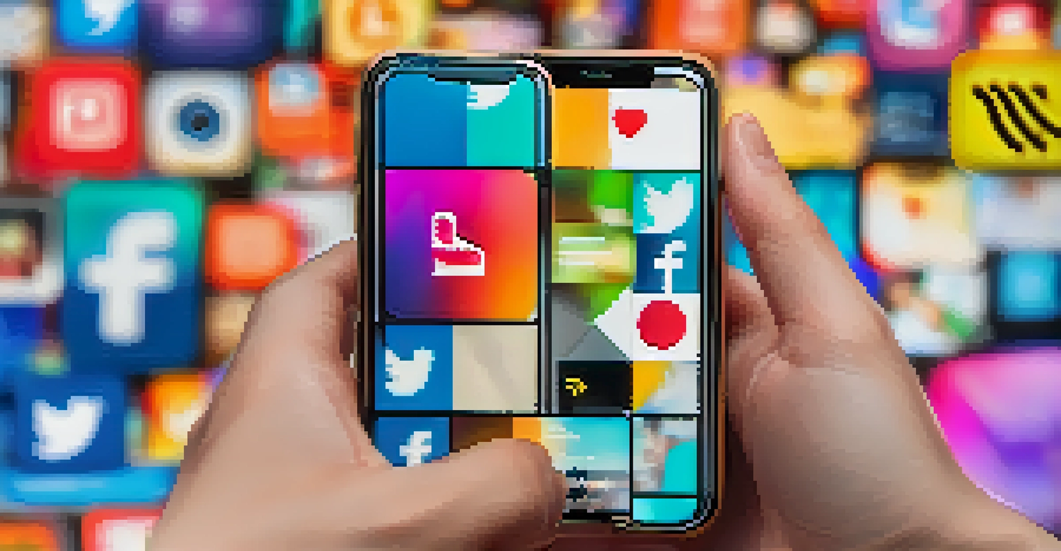 A hand holding a smartphone scrolling through social media, highlighting personal branding engagement.