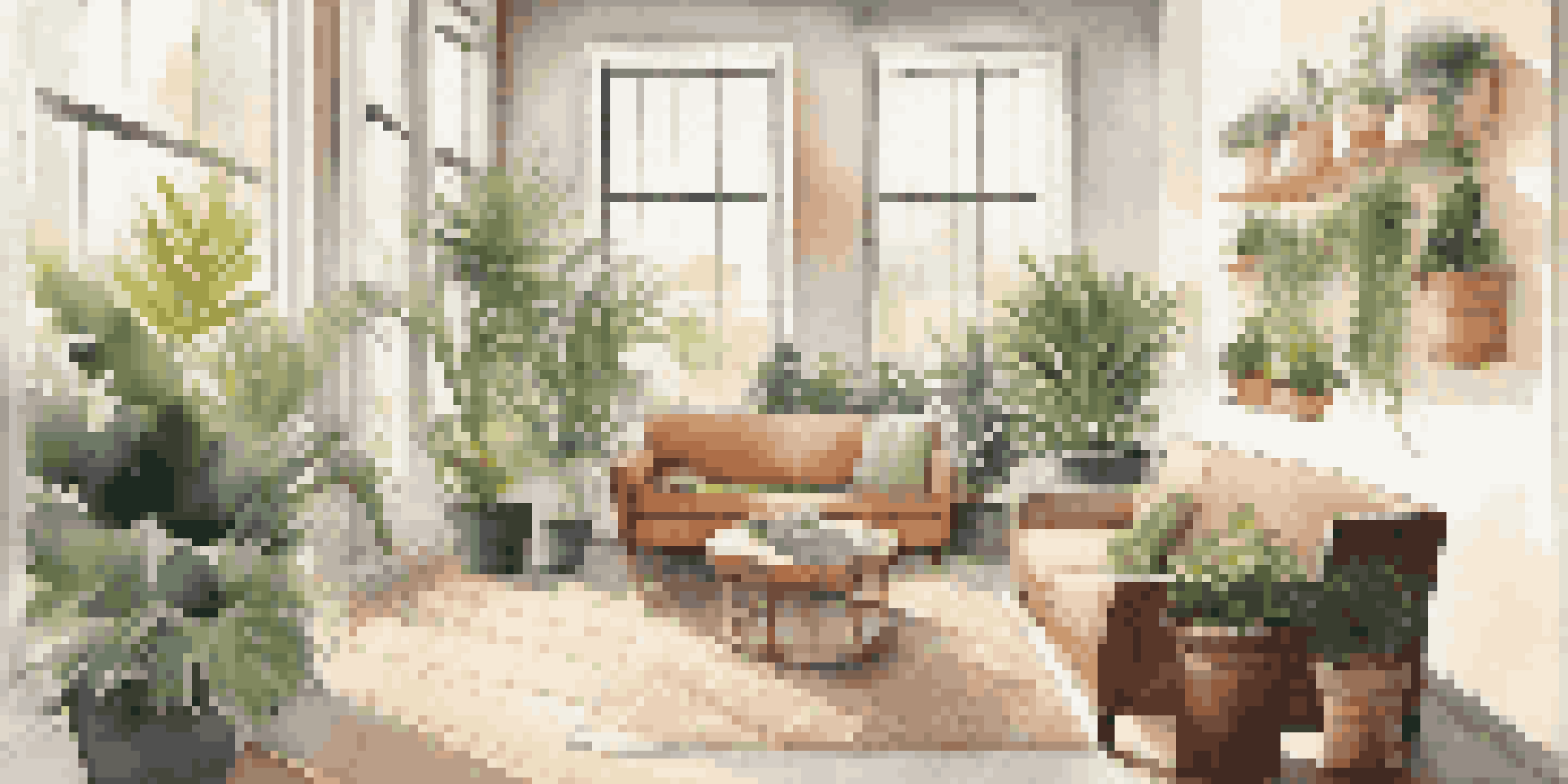 A cozy office break area with comfortable seating, soft lighting, and plants, illuminated by natural sunlight from a large window.