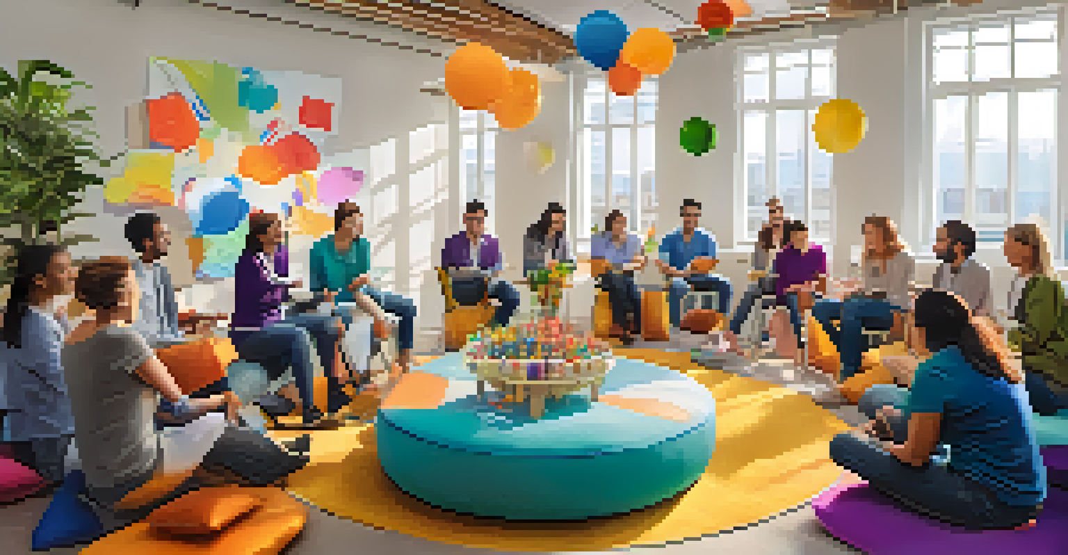 Employees participating in a team-building workshop focused on emotional intelligence, creating a supportive atmosphere.