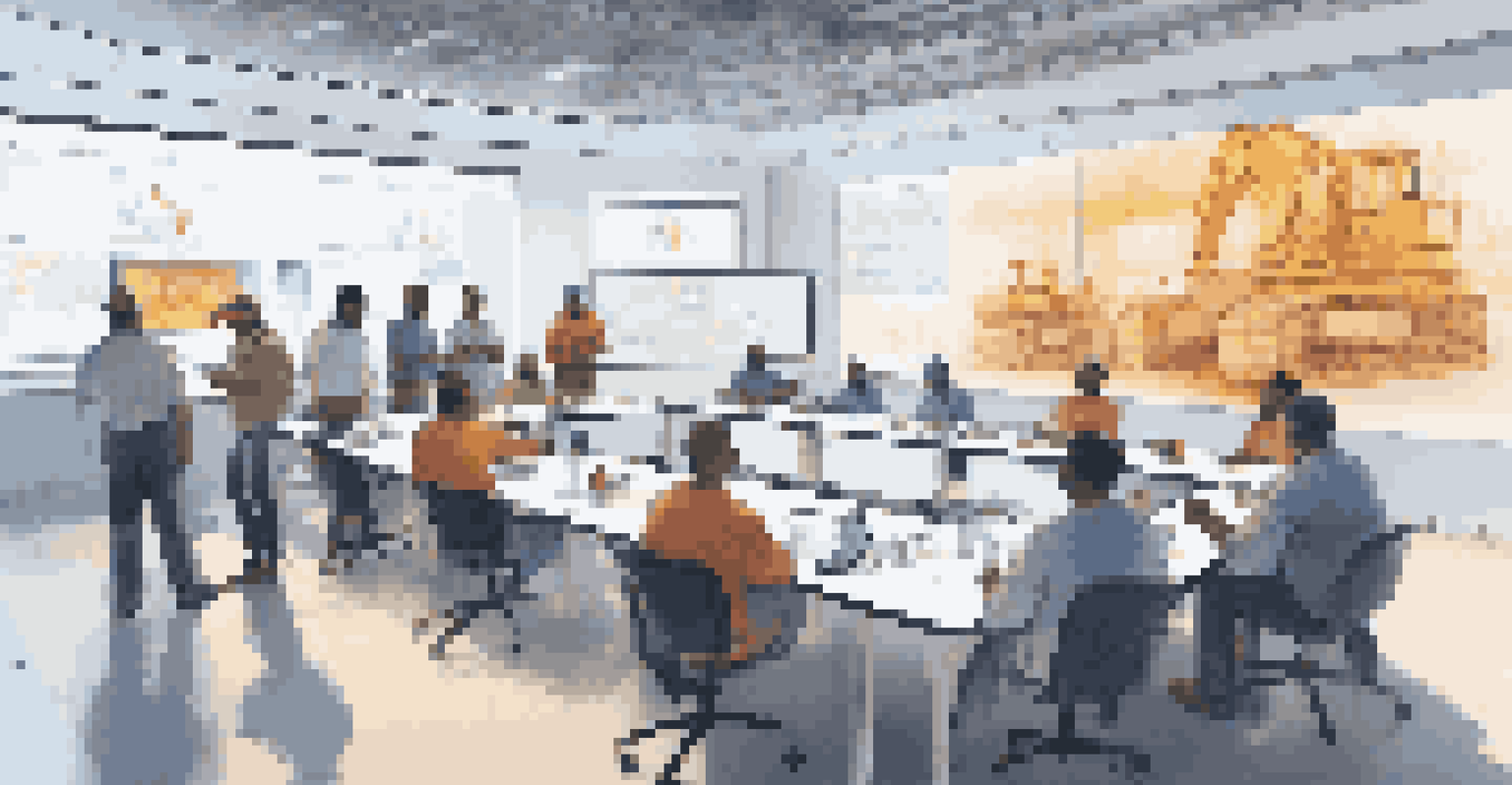 Workers participating in a training workshop on AI technologies in construction.