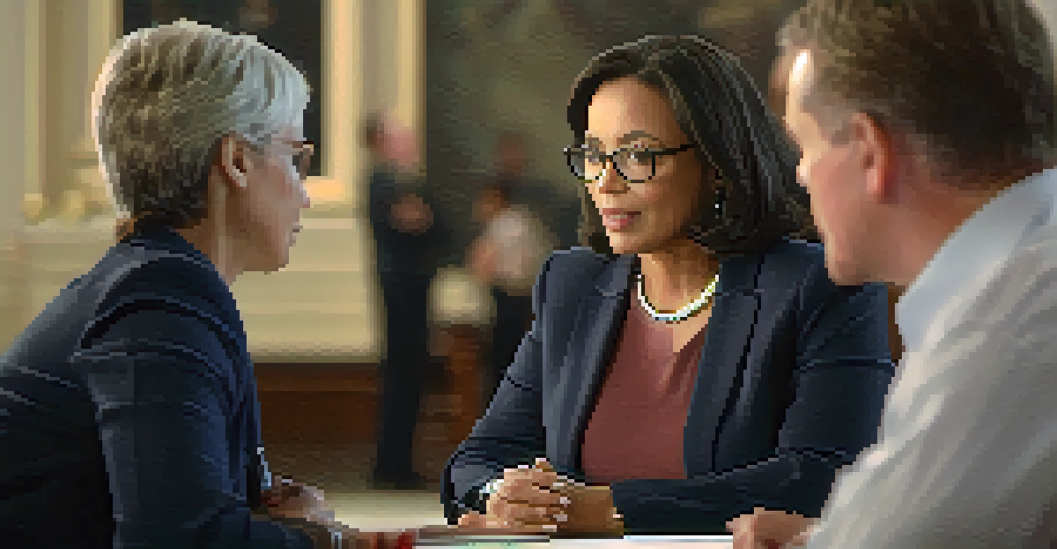 A close-up of a leader listening attentively to a team member, with warm lighting and a softly blurred background.