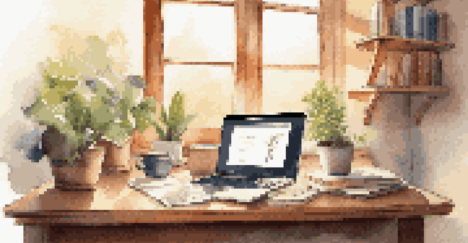 A cozy workspace with a laptop, notebooks, a coffee cup, and a plant, illuminated by sunlight, symbolizing lifelong learning.