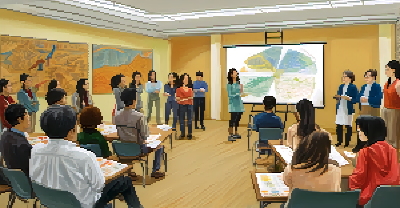 A cultural competence training workshop with a diverse group of employees actively participating and engaging with a facilitator.