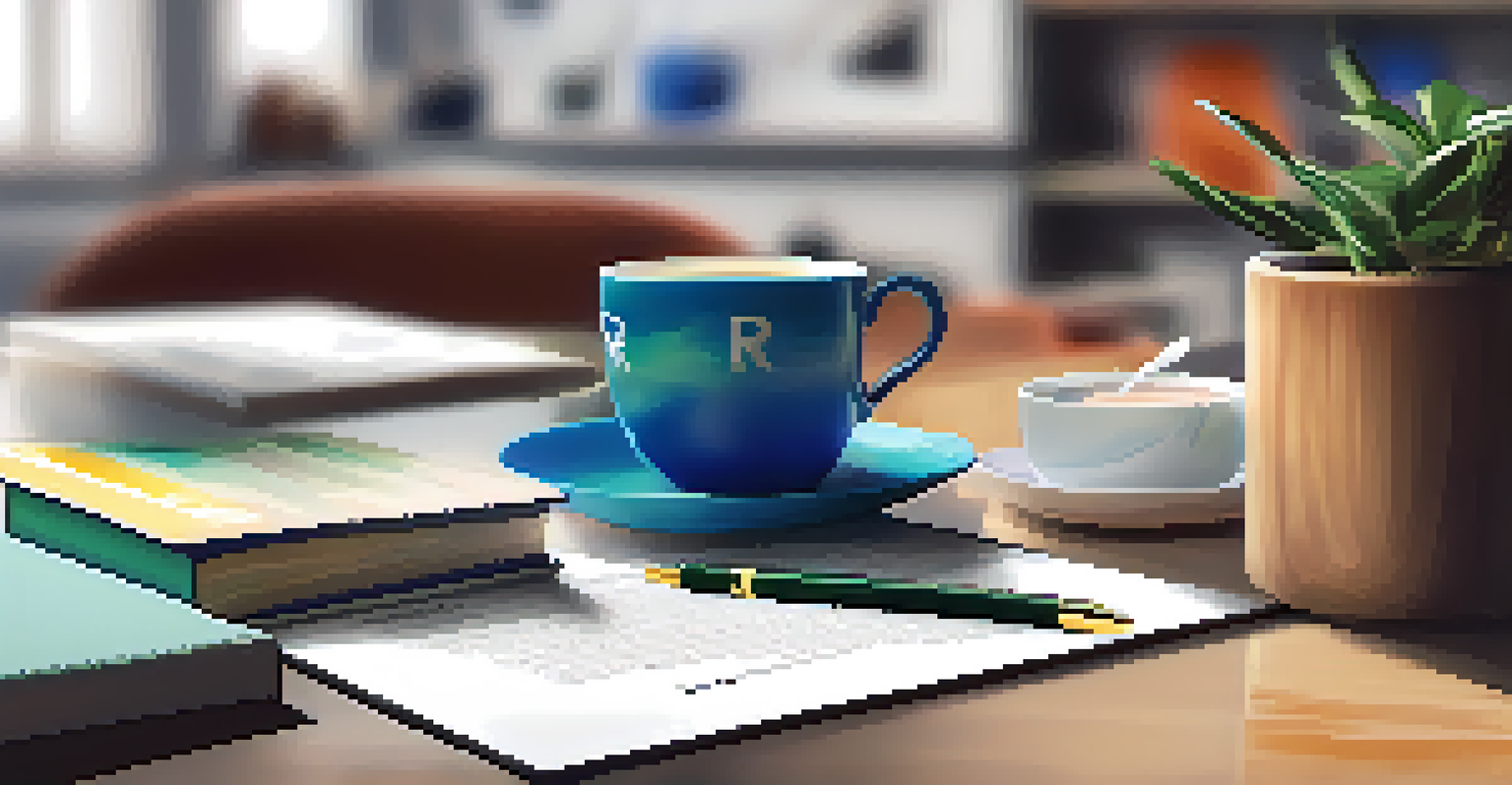 A close-up of a resume and cover letter on a desk with a cup of tea.