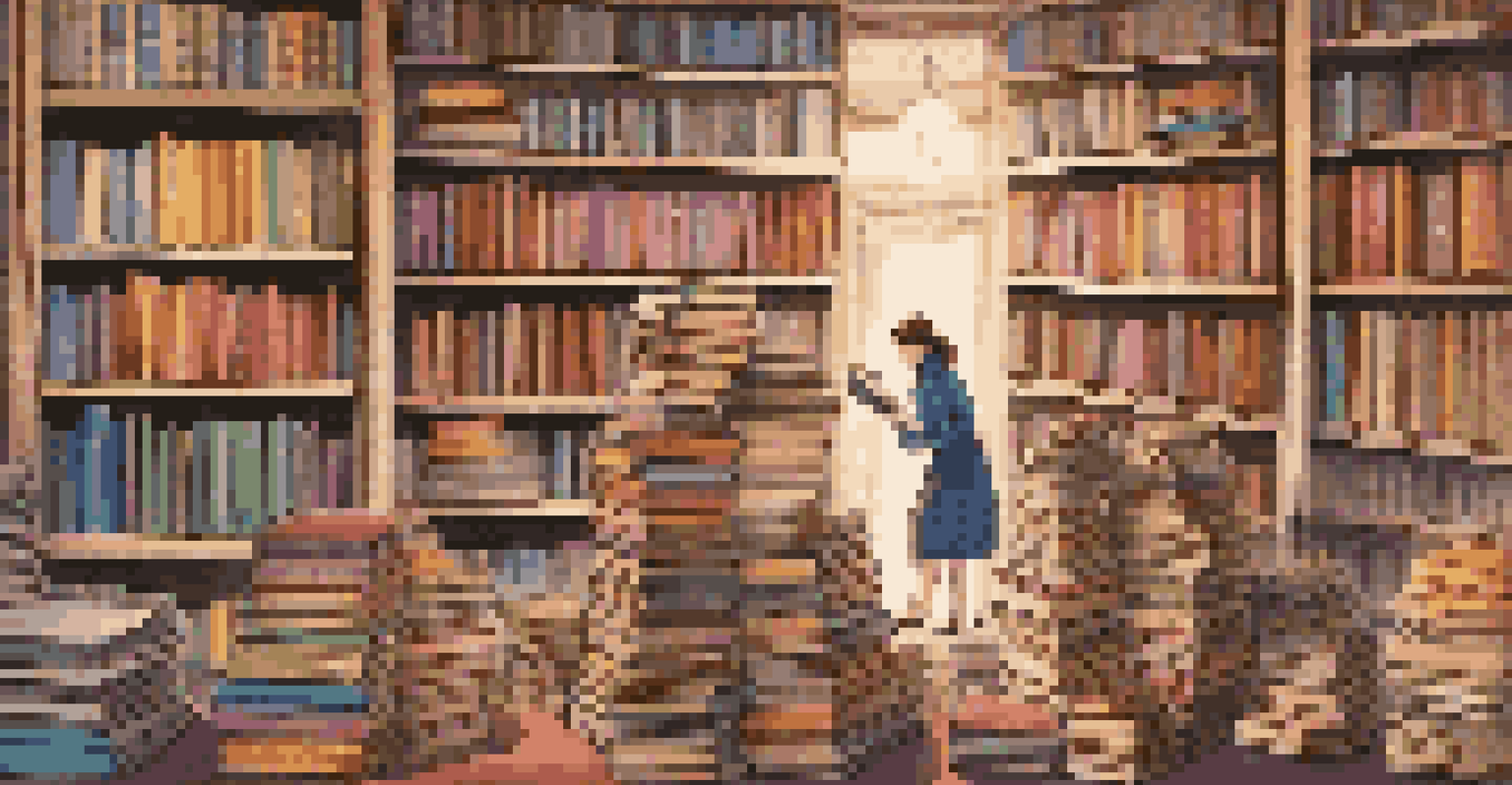A librarian sorting through colorful books, symbolizing Applicant Tracking Systems with a focused expression and warm lighting.