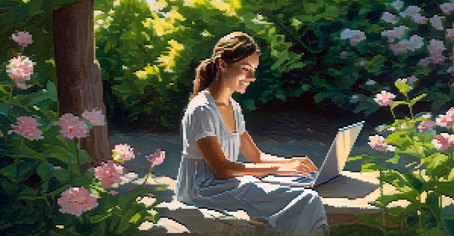 A young graduate studying in a beautiful garden, symbolizing the importance of continuous learning.