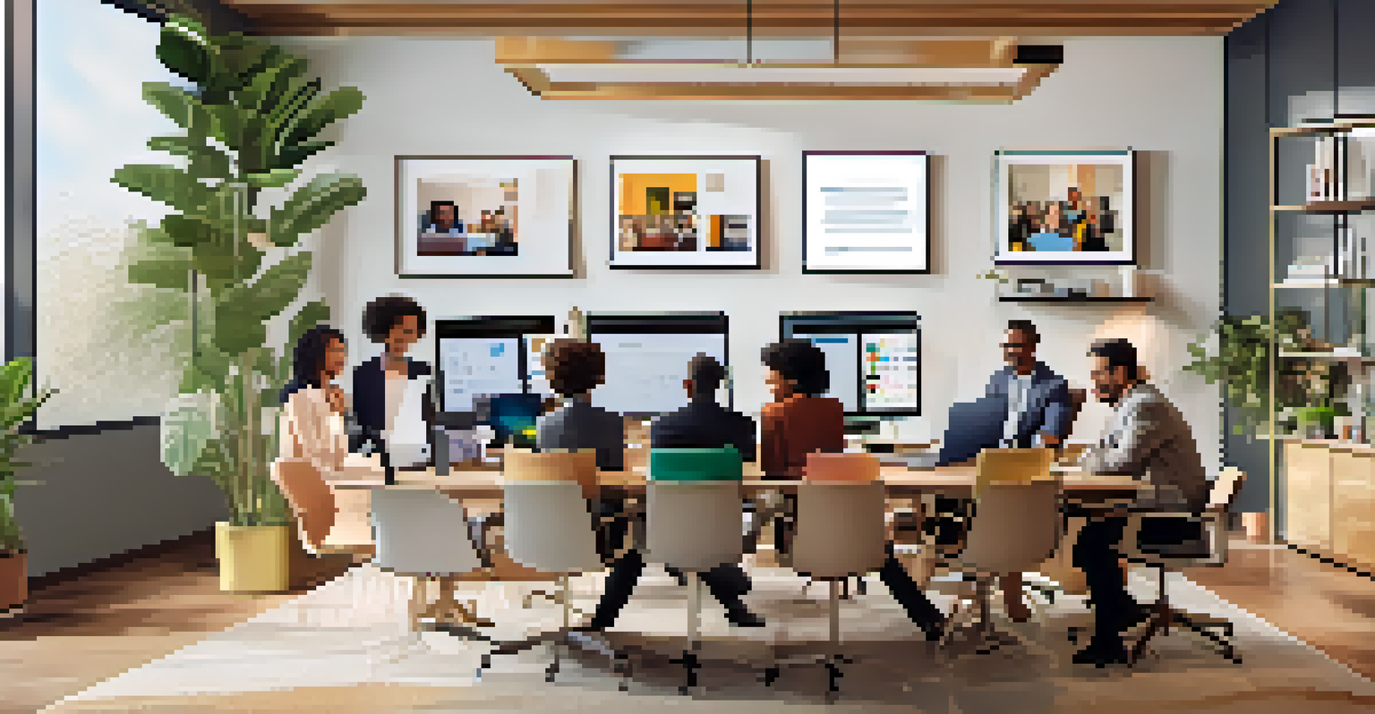 A diverse group of professionals participating in a virtual meeting from their home offices.