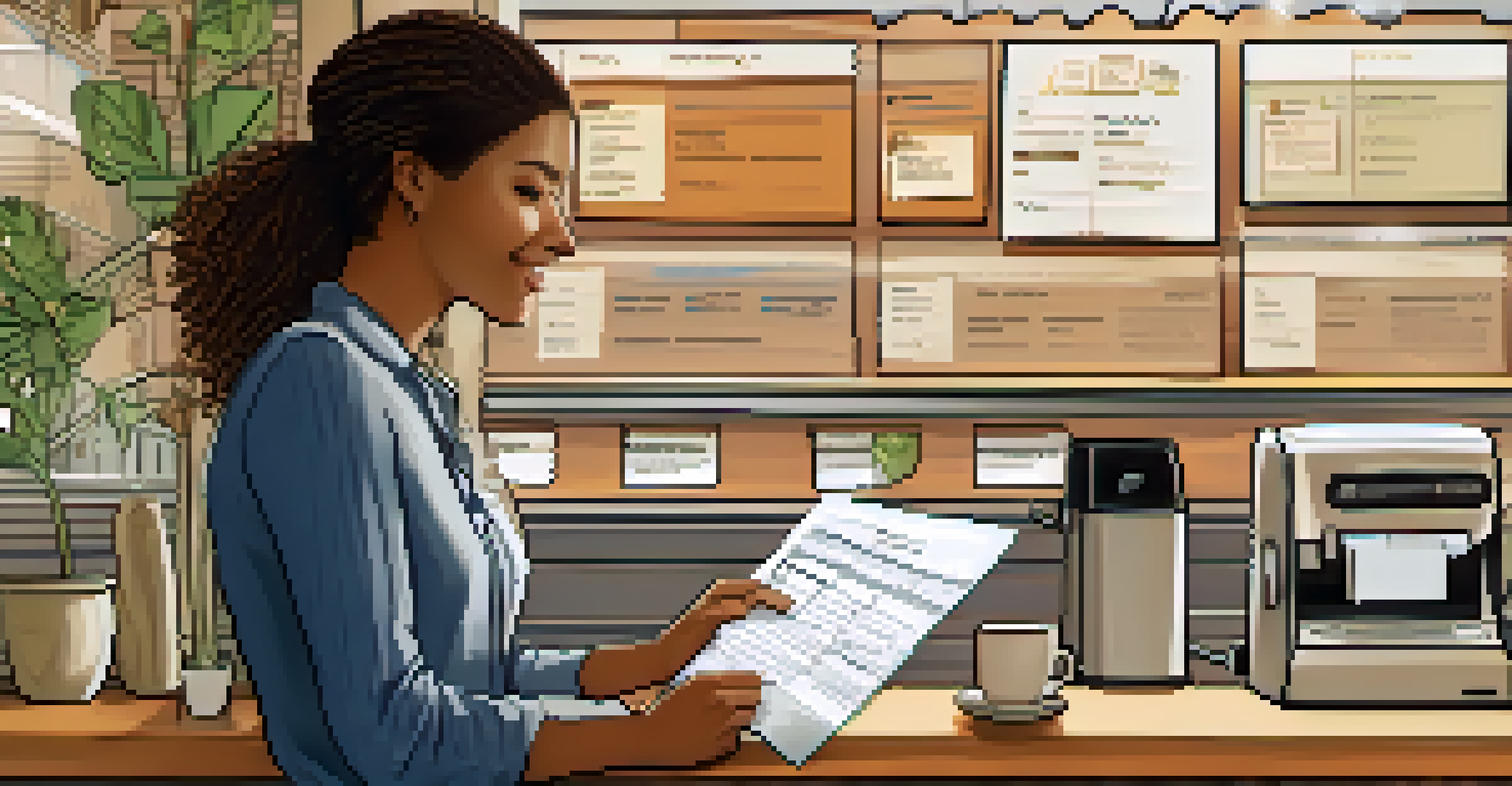 A customer filling out a feedback form in a cozy café, highlighting their cultural experience with checkboxes and comment sections.
