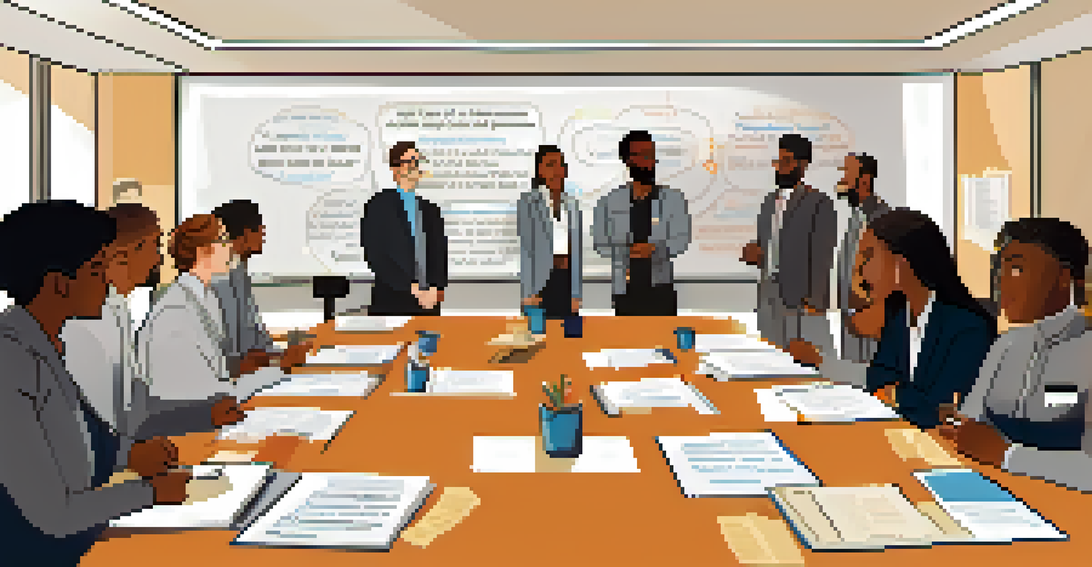 A diverse group of employees in a training session about workplace ethics, engaged and taking notes in a bright room.
