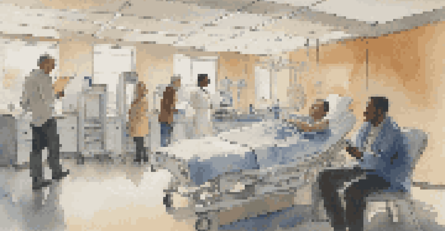 A student shadowing a doctor in a hospital, taking notes while observing patient interaction, with medical equipment in the background.